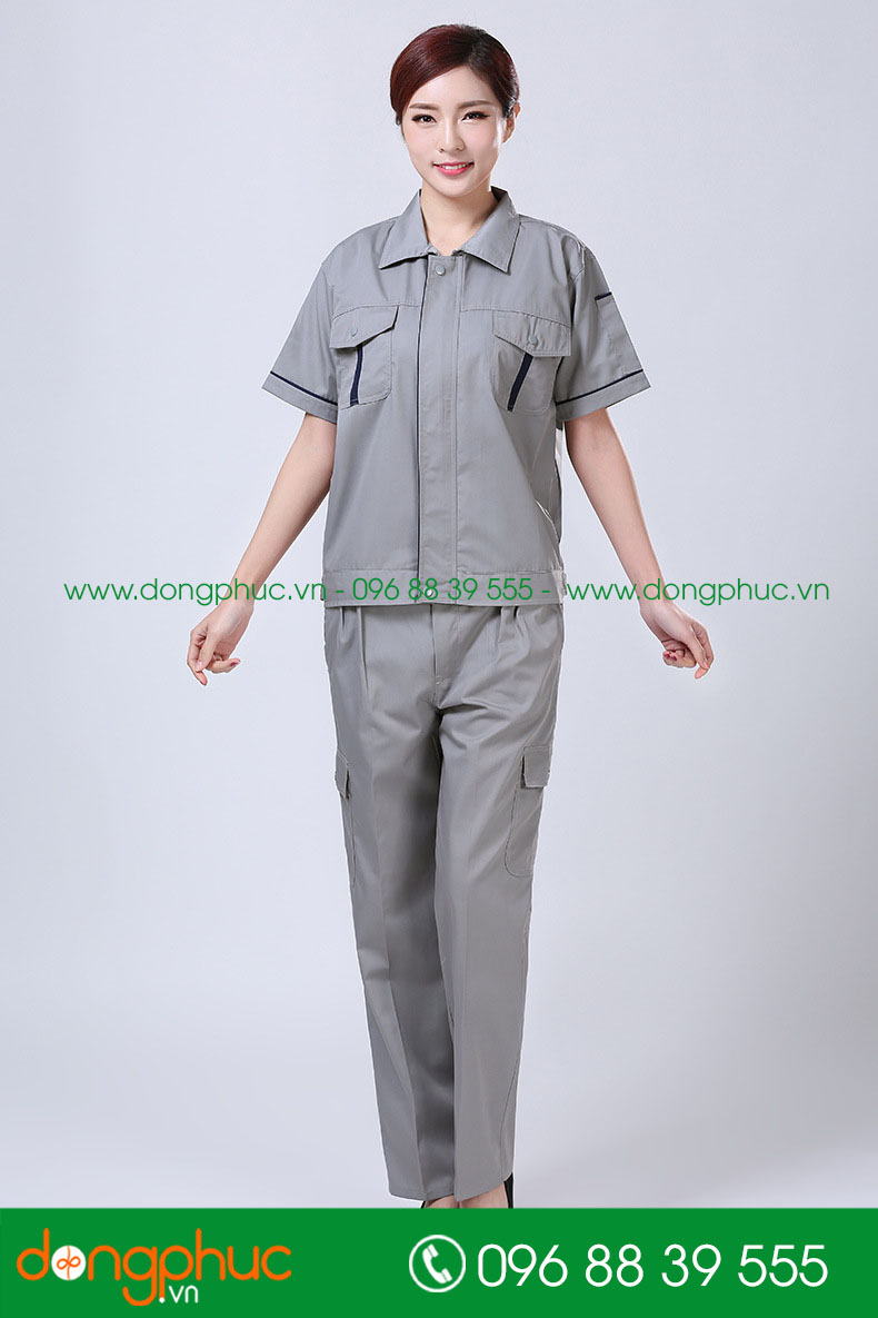 Mẫu bảo hộ màu ghi cộc tay